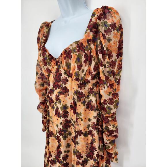 ASOS Design Floral Sheer Sleeve Maxi Dress Women’s Size 2 - Picture 6 of 12